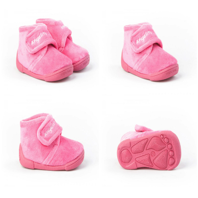 Made in Spain EU20-23 Baby Girl Non Slip Velcro Bootie Shoes Fuchsia